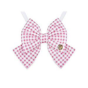 Borboleta Clássica Fêmea Xadrez Pink 1UN (Alt 6,5cm Larg 8,5cm Pescoço 20 a 50cm)