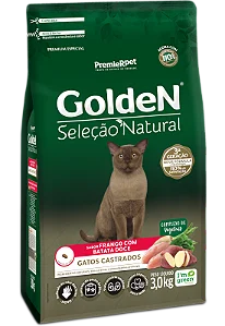 GOLDEN SELEÇÃO NATURAL GATOS CASTRADO FRANGO E BATATA DOCE 3KG