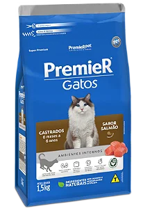 PREMIER GATOS CASTRADO 6 MESES A 6 ANOS SALMÃO 7,5KG