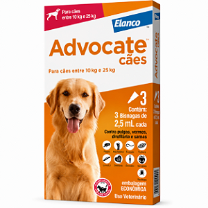 Advocate Cães 10 a 25 Kgs 3 Pipetas