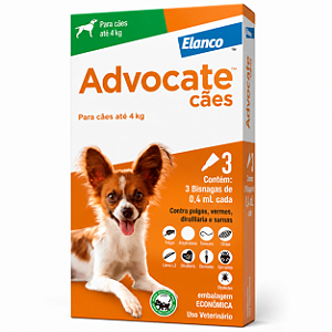 Advocate Cães Até 4kg 3 Pipetas