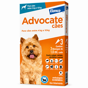 Advocate Cães 4kg e 10Kg 3 Pipetas