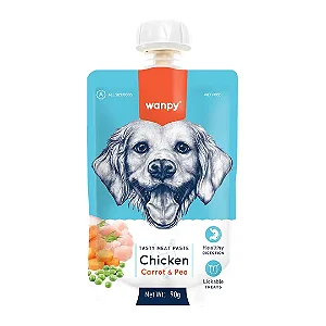 Petisco para Cão Wanpy Creamy Sache de Frango Cenoura Ervilha 90g