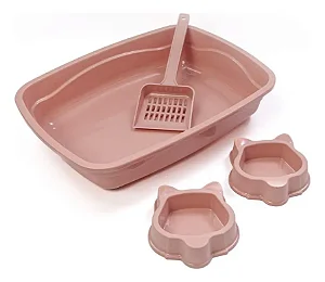 Kit Bandeja 2 Comedouro e Pá Rosé