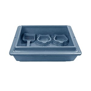Kit Bandeja 2 Comedouro e Pá Azul