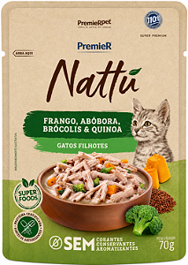 Premier Gourmet Nattu Gato Filhote Frango,Abobora Brocolis e Quinoa 70G