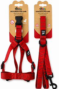 Conjunto Peitoral + Guia para Cães Vermelho - 10 a 25kg