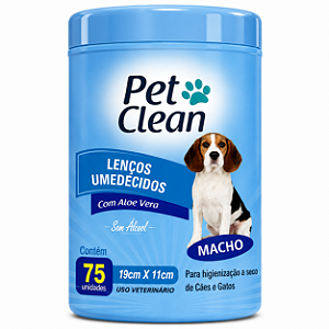 Pet Clean Lenços Umedecidos Macho 75un