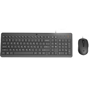 Teclado e Mouse com fio USB HP 150, Design Ergonômico, Tecla Silenciosa, Layout ABNT - CX 1 UN