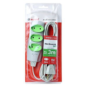 Extensao Noshock 90 Pl 2x0,75 2p 10a Cinza 3 Metros Dn1469 - DANEVA