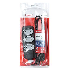 Extensao Noshock 90 PL 2X0,75 2P 10A Grafite 1,3 Metros DN1904 - Daneva