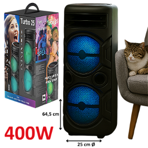 Caixa de Som Portátil Turbo 25 com LED RGB + Microfone
