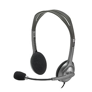 HEADSET COM FIO LOGITECH H111 COM MICROFONE COM REDUÇÃO DE RUÍDO E CONEXÃO 3,5MM