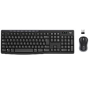 TECLADO E MOUSE SEM FIO LOGITECH MK270 COM TECLAS DE MÍDIA, CONEXÃO USB, PILHAS INCLUSAS,ABNT2,PRETO
