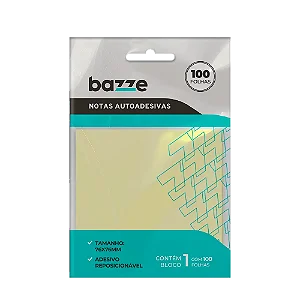 Bloco de Notas Adesivo - 76mm X 76mm - Polybag C/1 Bloco x 100 Folhas - Bazze