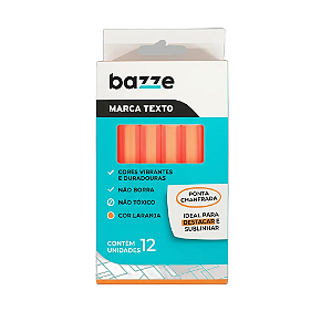 Marca Texto - Neon - Laranja - Caixa C/12 un - Bazze