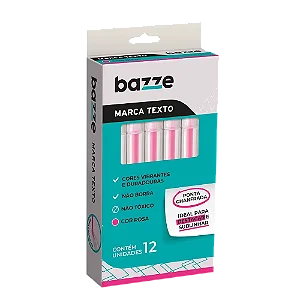 Marca-Texto - Neon - Rosa - Caixa C/12 un - Bazze