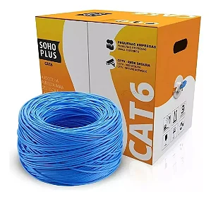 Cabo de Rede Furukawa Soho Plus CAT6 305 Metros CMX 24AWG 4 Pares 8 Fios 100% Cobre Anti-chamas - Azul