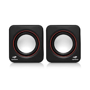 C3Tech Caixa de som SP-301BK Preto - Sistema de audio 2.0 P2 Com Blindagem Eletromagnética alimentacao via porta USB