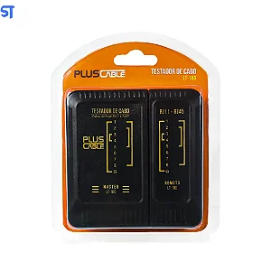 Testador De Cabo De Rede Pluscable, Lt-100bk, Compatível com RJ11 E RJ45, Plug and Play