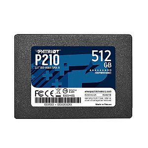 SSD 512 GB Sata 3 2,5" Patriot P210S512G25 Leitura 520 MBPS Gravação 430 MBPS