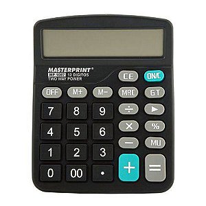 Calculadora Eletrônica de Mesa 12 Dígitos Preto Masterprint - Unitário - MP1087