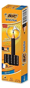 Lápis Preto BIC Evolution, Corpo Hexagonal, Sem Borracha, Grafite HB2, 904329 - CX 12 UN