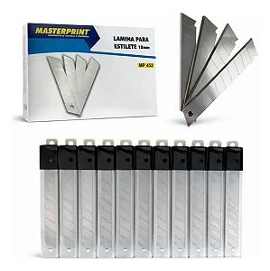 Lâmina para Estilete 18mm Masterprint Caixa com 100 Unidades - MP452/308010002