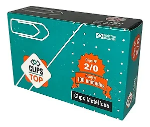 Clips Metálico Galvanizado 2/0 Clips top - Caixa com 100 Unidades