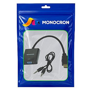 Cabo Conversor HDMI Macho para VGA Fêmea + Audio 25cm Monocron - 14899