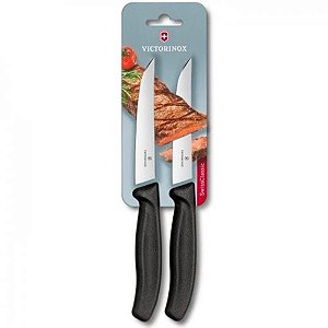 Conjunto De Cozinha 2 Facas Swiss Classic 12cm Para Churrasco Lâmina Lisa Victorinox