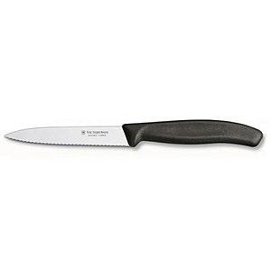 Faca De Cozinha Swiss Classic 10cm Lâmina Serrilhada Preta Victorinox