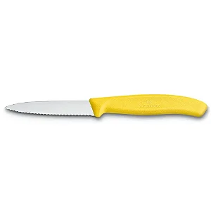 Facas Swiss Classic 8cm Lâmina Serrilhada Amarela Victorinox