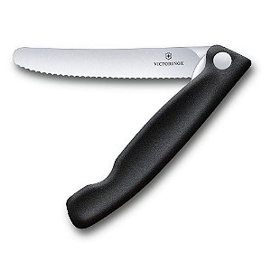 Faca Swiss Classic Dobravel 11 Cm Lâmina Serrilhada Preta Victorinox