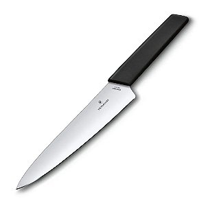 Faca Swiss Modern Color Lâmina Lisa 19 Cm Preta Victorinox
