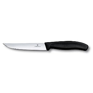 Faca Para Churrasco Swiss Classic De Mesa Com Lâmina Lisa 12cm Preta Victorinox