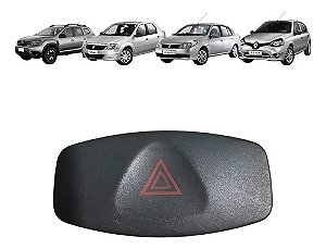 Interruptor Botão Pisca Alerta Duster Logan Sandero Symbol Preto