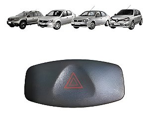 Interruptor Botão Pisca Alerta Symbol Duster Logan Clio Preto