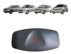 Interruptor Botão Pisca Alerta Duster Logan Clio Symbol Preto