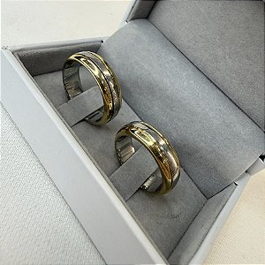 Par de Alianças Tradicional 6mm em Moeda Antiga Bodas