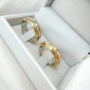 Par de Alianças Tradicional 6mm em Moeda Antiga Bodas