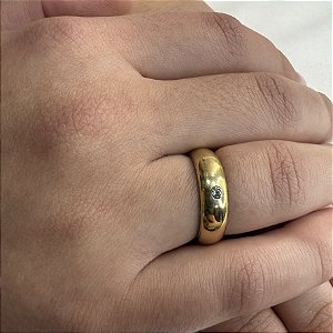 Par de Alianças Tradicional 5mm em Moeda Antiga com pedra