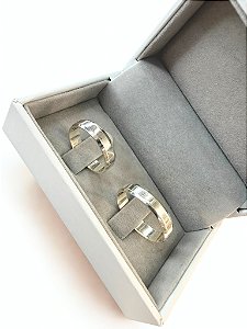 Par de Aliança Chanfrada Prata 4mm