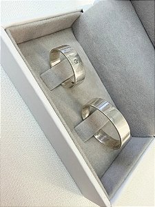 Par Aliança Quadrada Prata 6mm