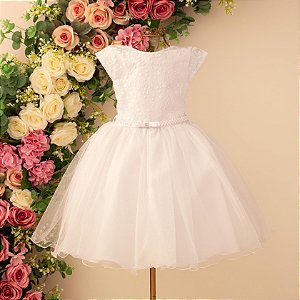 Vestido Branco Tule Cristal 4 ao 12