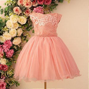 Vestido Infantil Juvenil Coral 4 ao 12