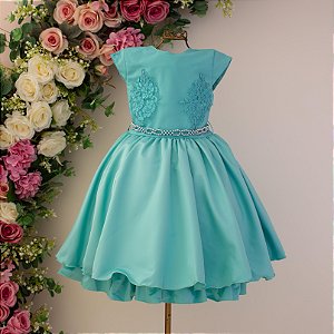 Vestido Infantil Juvenil Verde Tiffany 6 ao 16