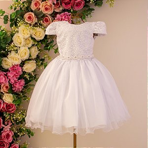 Vestido Infantil Juvenil Branco Luxo 4 ao 12