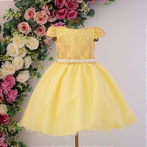Vestido Infantil Amarelo Luxo 1 ao 3