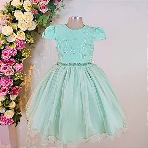 Vestido Infantil Festa Verde 4 ao 12 - H1146